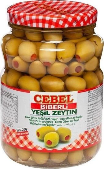 Cebel Biberli Yeşil Zeytin 400  Gr Cam