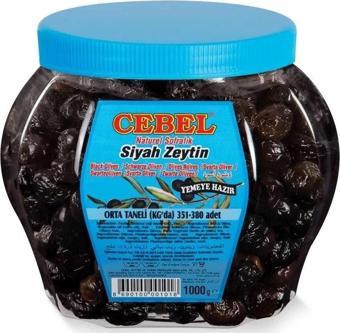 Cebel Siyah Zeytin Orta Taneli 351-380 Pet 1000 Gr