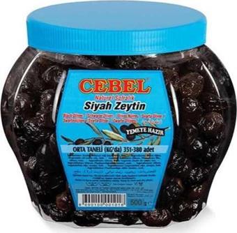 Cebel Siyah Zeytin Orta Taneli 351-380 Pet 500 Gr