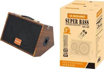 D-SOUND GA-20 TAŞINABİLİR ŞARJLI HOPARLÖR + 2 MİKROFONLU