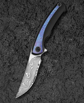 BESTECH SAMBAC BT2402F 3.62'' Damascus (Şam Çelik ) Bıçak  Titanyum Timascus Kakma Çakı