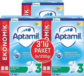 Aptamil 3 Devam Sütü Yeni Formül 1200 Gr X 3 Adet