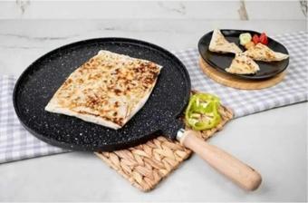 Kapris Meşe Saplı Granit Gözleme Tava Izgara Pizza Tava 36CM