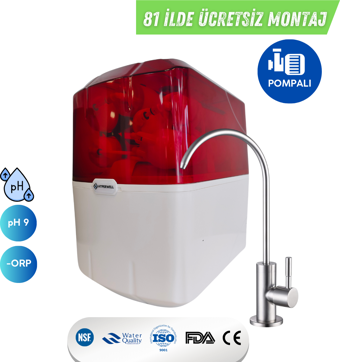 Hyperwell Alkali Plus Mineralli Pompalı Su Arıtma Cihazı - Kırmızı