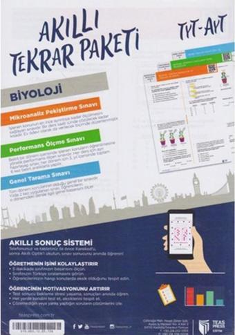Teas Press Yayınları TYT AYT Biyoloji Akıllı Tekrar Paketleri - Teas Press