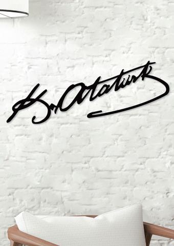 Gowpenart Dizayn Atatürk İmza Dekoratif Siyah Metal Duvar Dekoru - Ev & Ofis Tablosu - Hediye Tablo