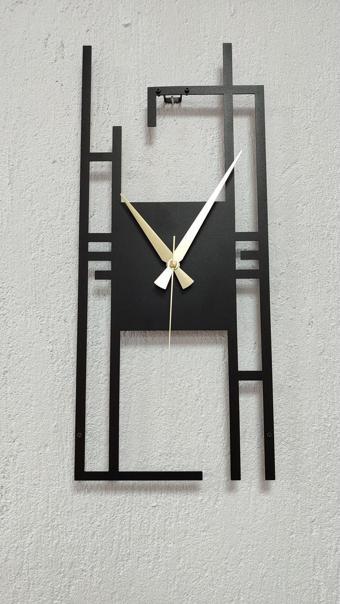 Gowpenart Dizayn Carisma Metal Siyah Dikdörtgen Duvar Saati - Ev - Ofis Saati - Hediye Saat - 50 x 22 Cm