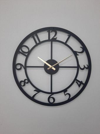 Gowpenart Dizayn Rakamlı Metal Siyah Duvar Saati 1,5 Mm Kalınlık 60 x 60 Cm