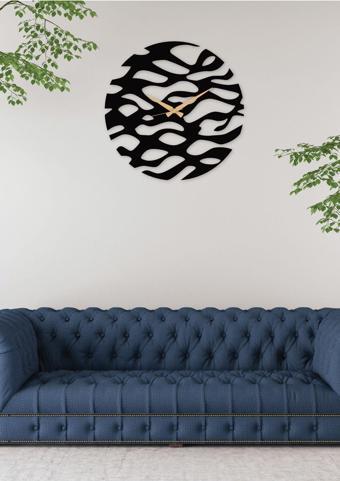 Gowpenart Dizayn Waves - Dalgalar Metal Siyah Duvar Saati - Ev - Ofis Saati - Hediye Saat - 50 x 50 Cm