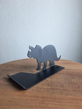 Gowpenart Dizayn Masa Üstü Metal Ergonomik Telefon - Tablet Tutucu Stand 1,5 Mm Kalınlık Siyah Dinozor Figürü (4 Figür)