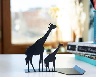 Gowpenart Dizayn Masa Üstü Metal Ergonomik Telefon - Tablet Tutucu Stand 1,5 Mm Kalınlık Siyah Hayvan Figürlü (Zürafa)