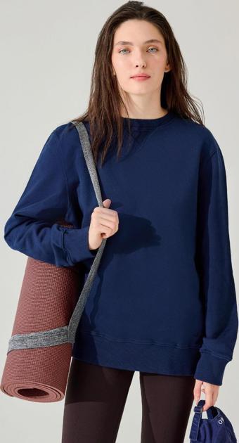 Jerf Lydney Kadın V Detaylı Sıfır Yaka Sweatshirt Lacivert