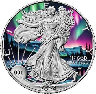 Walking Liberty Northern Lights 2024 1 Ons Gümüş Sikke Coin