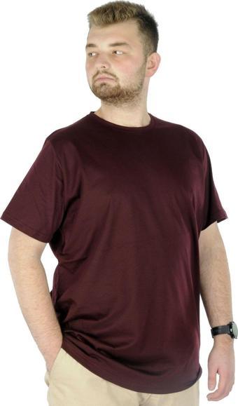 Modexl Büyük Beden Erkek Tshirt Bisiklet Yaka Basic 20031 Bordo