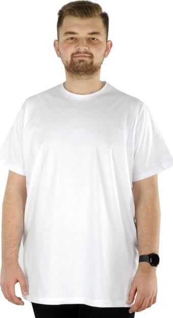 Modexl Büyük Beden Erkek T-Shirt Basic 20031 Beyaz