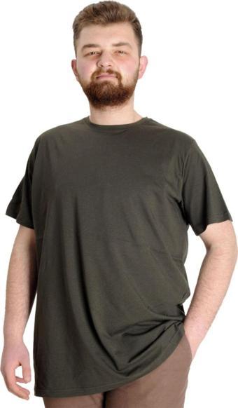 Modexl Büyük Beden Erkek Tshirt Bisiklet Yaka Basic 20031 Haki