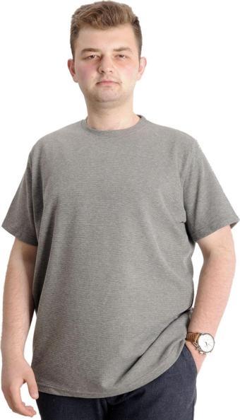 Modexl Büyük Beden Erkek T-Shirt Bisiklet Yaka Waffle 20033 Haki