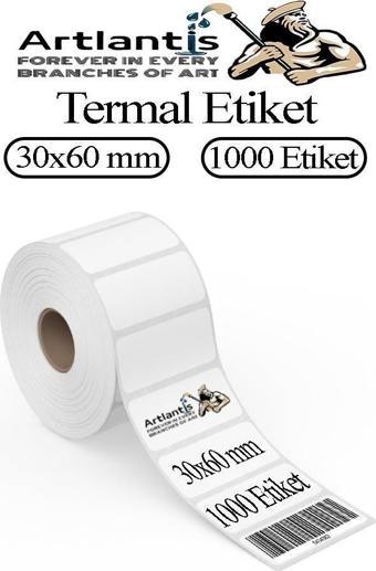30x60 mm Barkod Etiketi Yapışkanlı 1 Adet Rulo Etiket Termal Barkot Terazi Etiketi 1000 li Barkod Yazıcılarına Uyumludur