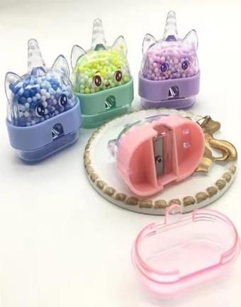 Unicorn Kalemtıraş 4 Renk 1 Paket Hazneli Kalemtıraş Unicorn Boynuzlu Standart Kalem Açacağı Sevimli Plastik