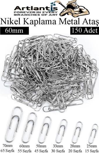 Büyük Metal Ataş No 6 60 mm 150 li 1 Paket Nikel Kaplama Metal Ataç Dayanıklı Paslanmaz 55 Sayfa Kapasite Jumbo Dev Ataş