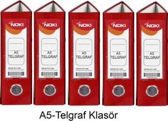 Telgraf Klasör Kırmızı Geniş A5 Plastik 5 Adet