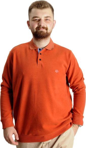 Modexl Büyük Beden Erkek Sweat Polo Selanik Nakışlı 20440 Tarçın