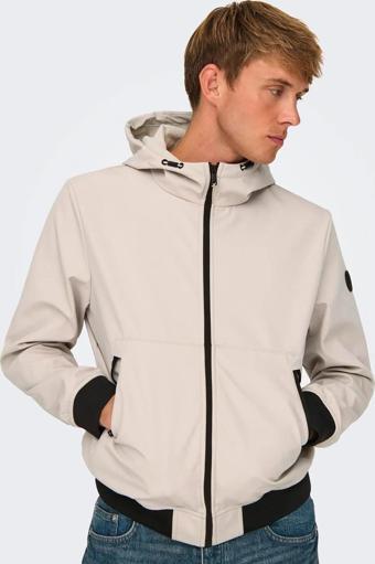 Only & Sons Erkek Onsbowıe Kapüşonlu Softshell Ceket Mont 22029276 Taş