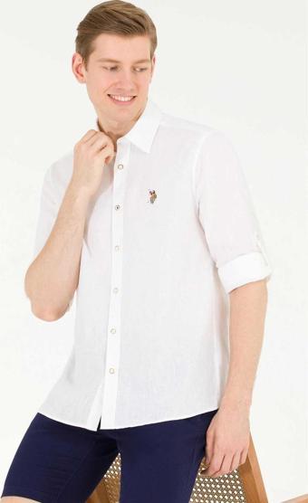U.S. Polo Assn. Erkek Comfort Fit Düğmeli Yaka Gömlek 1570537 Beyaz