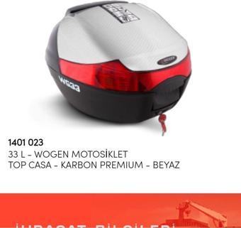 Wogen 33 Litre Sırt Dayamasız Basic Model Karbon Motosiklet Topcase Arka Çanta Beyaz