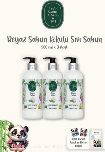 Eyüp Sabri Tuncer 3 Adet Beyaz Sabunlu Sıvı Sabun 500 ml ve Doğal ROSIE Pamuk