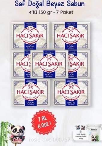 7 AL 6 ÖDE Hacı Şakir Saf Doğal Sabun 4 x 150 gr ve ROSIE