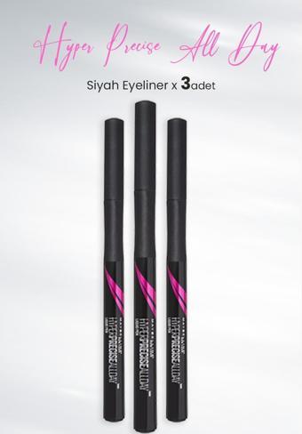 Maybelline New York Eyeliner Hyper Precise All Day Siyah x 3 Adet