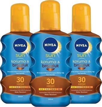 Nivea Sun Koruma Ve Bronzluk Güneş Yağı Gkf 30 200 Ml x 3