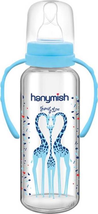 Hanymish 402 Kulplu Cam Biberon 240 ml Mavi
