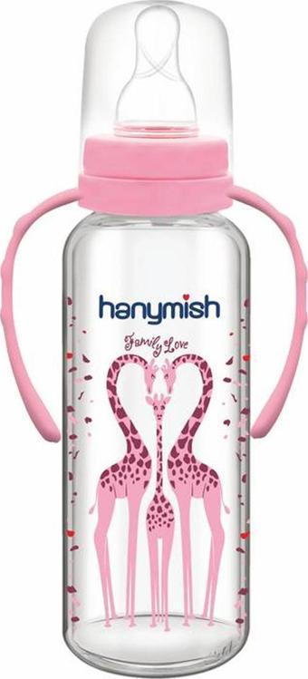 Hanymish 402 Kulplu Cam Biberon 240 ml Pembe