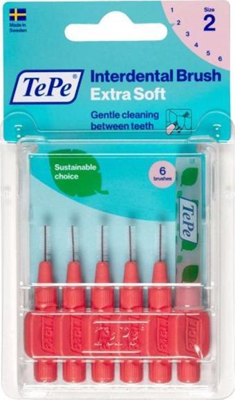 Tepe Blister Extra Soft Arayüz Fırçası 0.5 mm Kırmızı 6 lı