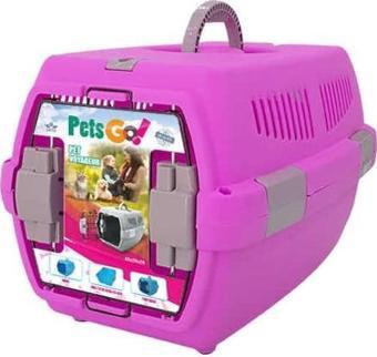 Petsgo Kedi ve Köpek Plastik Taşıma Çantası Pembe 48x32x29.5 Cm