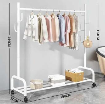 Trendesk Metal Beyaz Portmanto Konfeksiyon Askısı Ayaklı Askılık Elbise Askılığı Tekerlekli 154x150 Cm 1063
