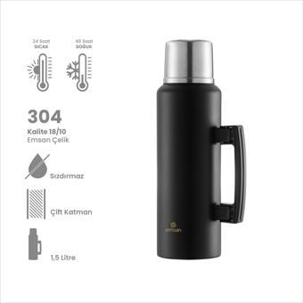 Emsan Camper Siyah Termos 1.5 Lt