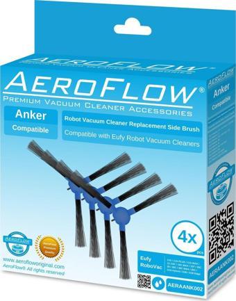 Aeroflow Anker Eufy Robovac 11S Max Uyumlu Siyah Yan Fırça 4 Adet