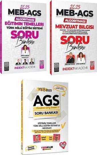 Yediiklim + İndeks Akademi 2025 MEB-AGS Eğitimin Temelleri + Mevzuat Bilgisi Soru Bankası 3 lü Set - Yediiklim Yayınları
