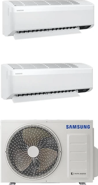 Samsung Wind Free (AJ050TXJ2KH/EA) 2X9000 BTU Iç 5,2 Kw Dış Ünite A 18000 BTU 1+2 Sistem Multi Inverter Duvar Tipi Klima