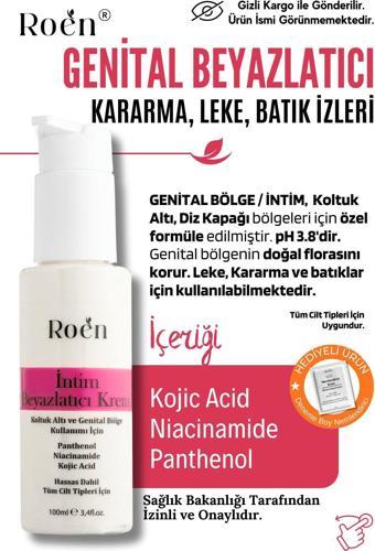 Roen Genital Bölge Beyazlatıcı Krem, Bikini Bölgesi, Dirsek, Koltuk Altı, İntim Beyazlatıcı Krem 100Ml