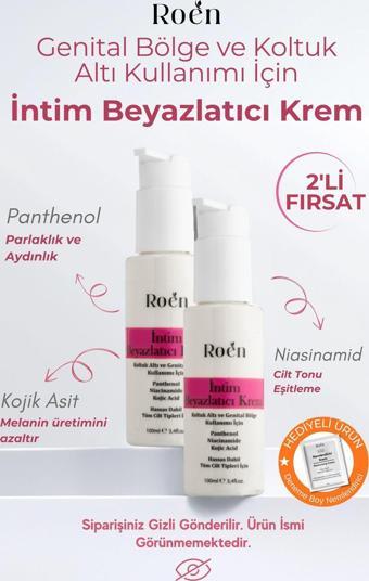 Roen Genital Bölge Beyazlatıcı Krem, Kojik Asit & Niacinamide İçerikli İntim Beyazlatıcı Krem (100Mlx2 )