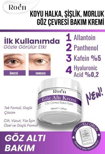 Roen Göz Altı Morluk Kremi Kafein %5 Hyaluronic Acid %0,2 Koyu Halka, Şişlik Ve Bakım Kremi 50Ml