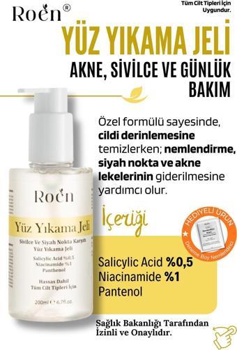 Roen Yüz Temizleme Jeli, Sivilce, Ve Siyah Nokta Karşıtı, Salisilik Asit %0,5 Panthenol %1 200Ml