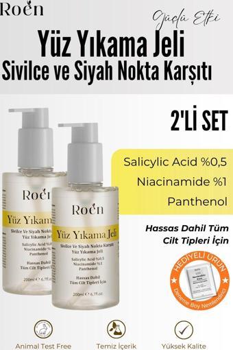 Roen Yüz Yıkama Jeli Sivilce, Siyah Nokta Karşıtı Salicylic Acid %0,5 Panthenol %1 (200Mlx2)