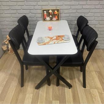 Bambeds Mobilya Masa Takımı Yemek Masası Mutfak Masası 60x120Beyaz Elma 4Lü Sandalye