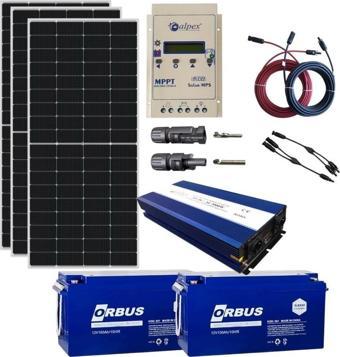 Teknovayon Arge Güneş Enerjisi Bağ Evi Solar Paketi 3000W 24V Tam Sinüs İnverter 285W 24V Güneş Paneli 200Ah 12V Jel Akü