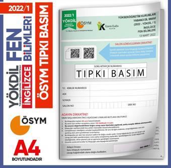 2022/1 YÖKDİL İngilizce FEN BİLİMLERİ ÖSYM Çıkmış Soru Tıpkı Basım Deneme Kitapçığı Türkiye Geneli - Karakutu Yayınları